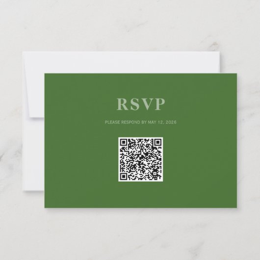 Green Wedding RSVP QR Code Response Kaart (Achterkant)