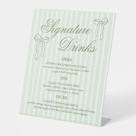 Green Wedding Signature Drink cocktails Reclamebord Met Voetstuk