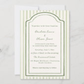 Green Wedding Striped Invitation Kaart (Voorkant)