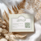Green Wedding Striped QR code RSVP Card