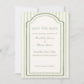 Green Wedding Striped Save The Date (Voorkant)