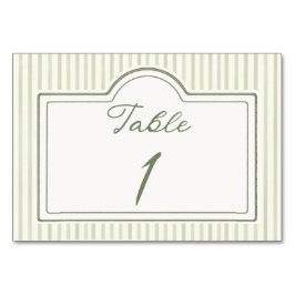 Green Wedding Striped Table Card Kaart