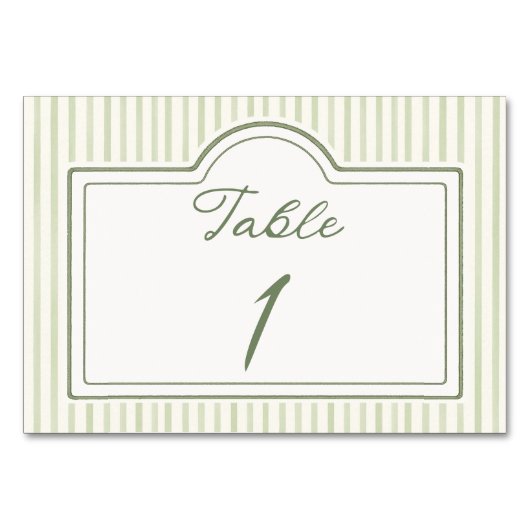 Green Wedding Striped Table Card Kaart (Voorkant)