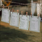 Green Wedding Striped Table Seating Chart Cards Kaart