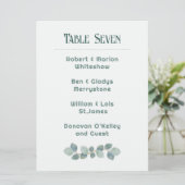Green Wedding Table Number List of Names Programmakaart (Staand voorkant)