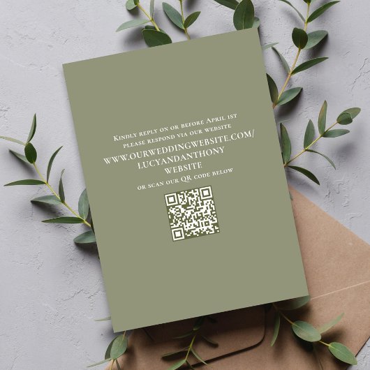 Green Wedding Timeline Details Simple RSVP Informatiekaartje