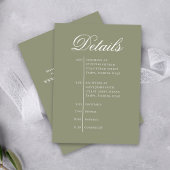 Green Wedding Timeline Details Simple RSVP Informatiekaartje