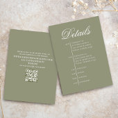 Green Wedding Timeline Details Simple RSVP Informatiekaartje
