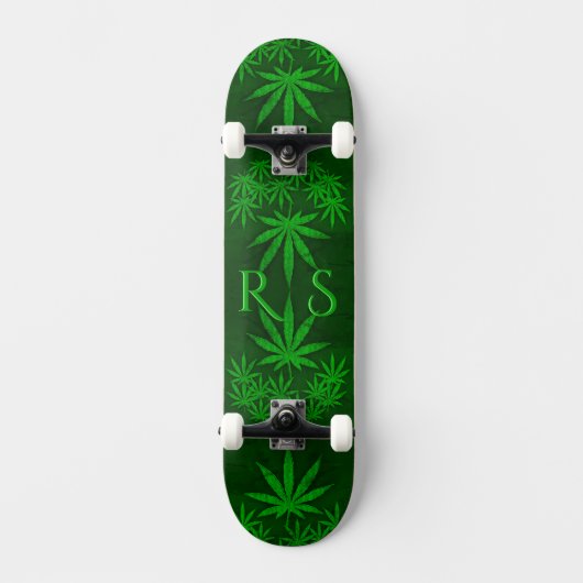 Green Weed Monogramed Persoonlijk Skateboard (Voorkant)