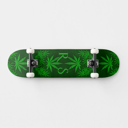 Green Weed Monogramed Persoonlijk Skateboard (Horizontaal)