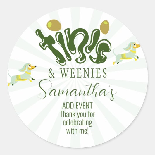 Green Weenies & Tinis Grappig Martini Verjaardagsf Ronde Sticker (Voorkant)