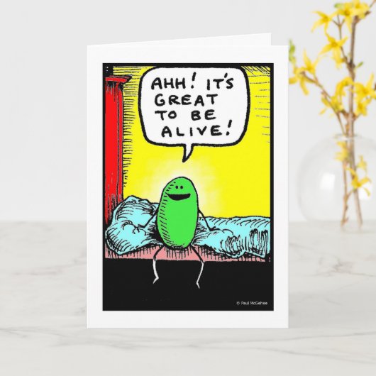 Green Weenii "Geweldig om levend te zijn" Wenskaar Kaart (Gele Bloem)