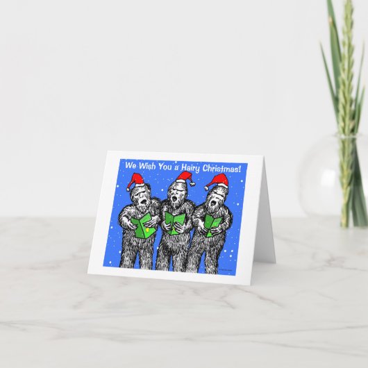 Green Weenii "We Wish You a Hairy Christmas" Card Feestdagen Kaart (Voorkant)