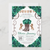 Green Western Charra Floral Boots Quinceañera Kaart (Voorkant)