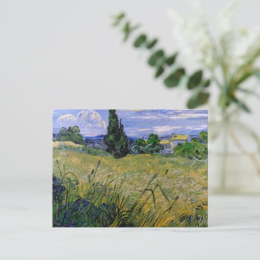 Green Wheat Field met Cypress van Van Gogh. Briefkaart (Staand voorkant)