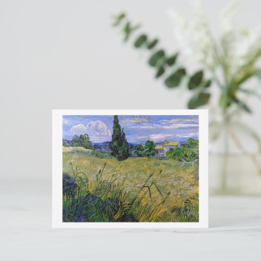 Green Wheat Field met Cypress van Van Gogh. Briefkaart (Staand voorkant)