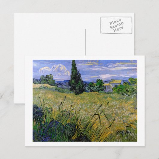 Green Wheat Field met Cypress van Van Gogh. Briefkaart (Voorkant / Achterkant)
