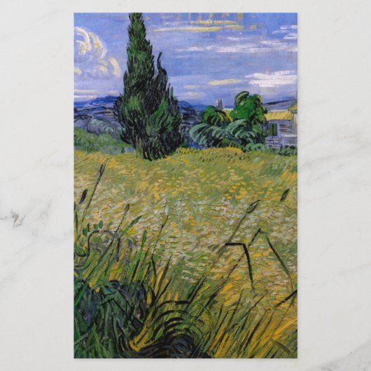 Green Wheat Field met Cypress van Van Gogh. Briefpapier (Voorkant)