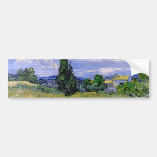 Green Wheat Field met Cypress van Vincent van Gogh Bumpersticker (Voorkant)