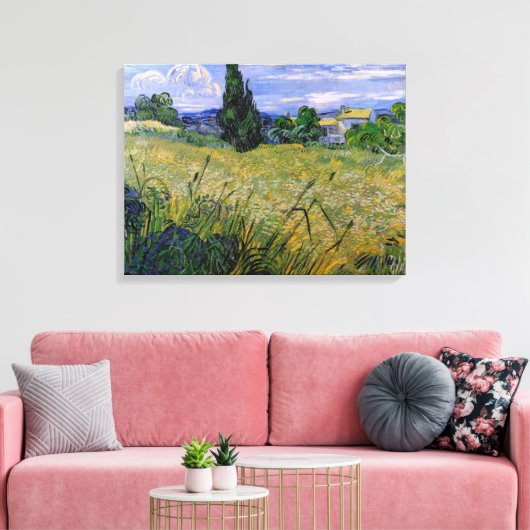 Green Wheat Field met Cypress van Vincent van Gogh Canvas Afdruk (Insitu (Woonkamer))