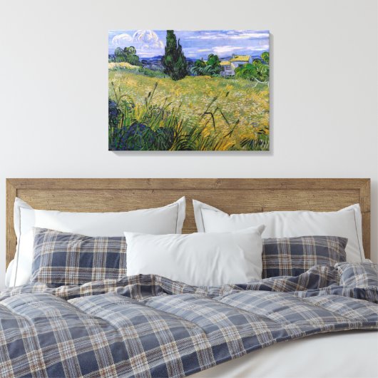 Green Wheat Field met Cypress van Vincent van Gogh Canvas Afdruk (Insitu (Slaapkamer))
