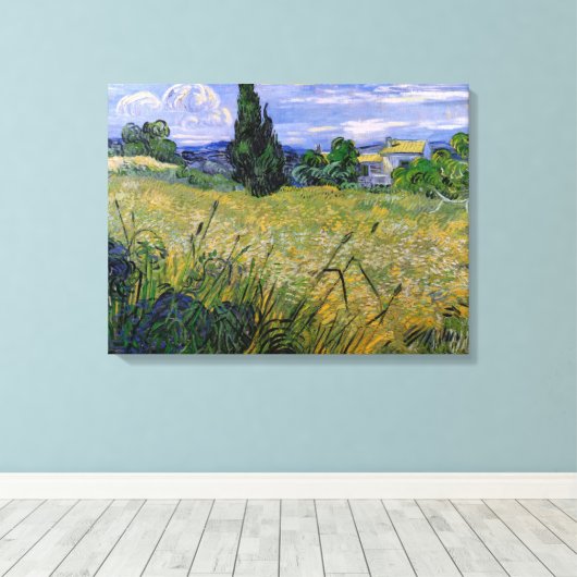 Green Wheat Field met Cypress van Vincent van Gogh Canvas Afdruk (Insitu (Houten vloer))