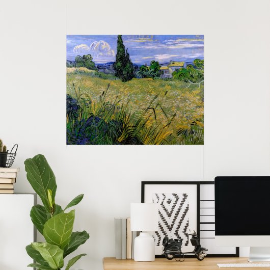 Green Wheat Field met Cypress van Vincent van Gogh Poster (Thuiskantoor)