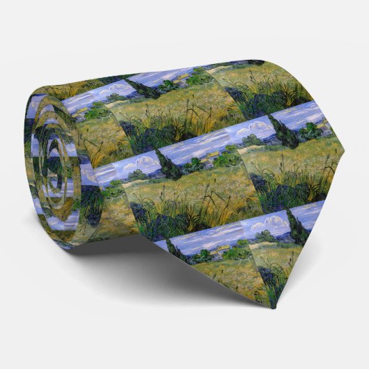 Green Wheat Field met Cypress van Vincent van Gogh Stropdas (Opgerold)