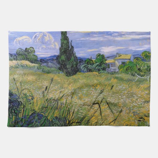 Green Wheat Field met Cypress van Vincent van Gogh Theedoek (Horizontaal)