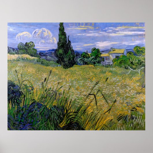Green Wheat Field met Cypress - Vincent van Gogh Poster (Voorkant)