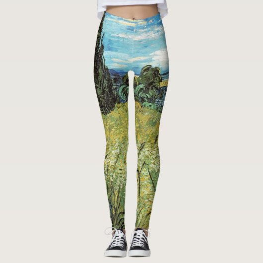 Green Wheat Field Vincent van Gogh Leggings (Voorkant)