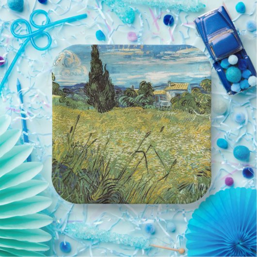 Green Wheat Field Vincent van Gogh Papieren Bordje (Feest)