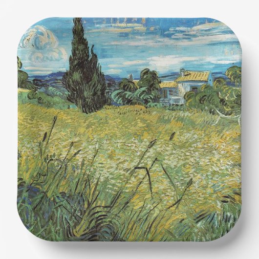 Green Wheat Field Vincent van Gogh Papieren Bordje (Voorkant)