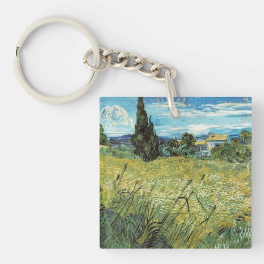 Green Wheat Field Vincent van Gogh Sleutelhanger (voorkant)