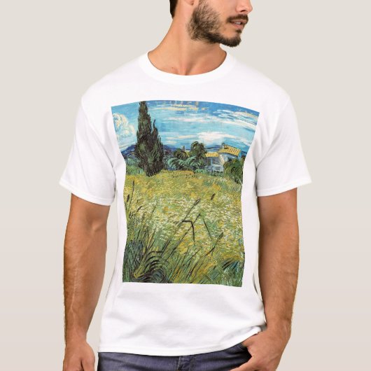 Green Wheat Field Vincent van Gogh T-shirt (Voorkant)