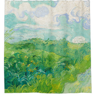 Green Wheat Fields Auvers(F807) Van Gogh Fine Art Douchegordijn