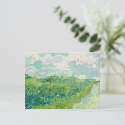 Green Wheat Fields Landscape Art Van Gogh Briefkaart (Staand voorkant)