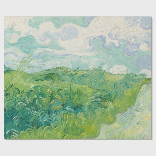 Green Wheat Fields Landscape Art Van Gogh Cadeaupapier (Vlak)