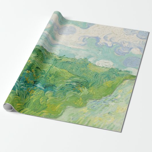 Green Wheat Fields Landscape Art Van Gogh Cadeaupapier (Uitgerold)