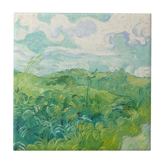 Green Wheat Fields Landscape Art Van Gogh Tegeltje (Voorkant)