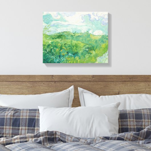 Green Wheat Fields Van Gogh  Art Canvas Afdruk (Insitu (Slaapkamer))