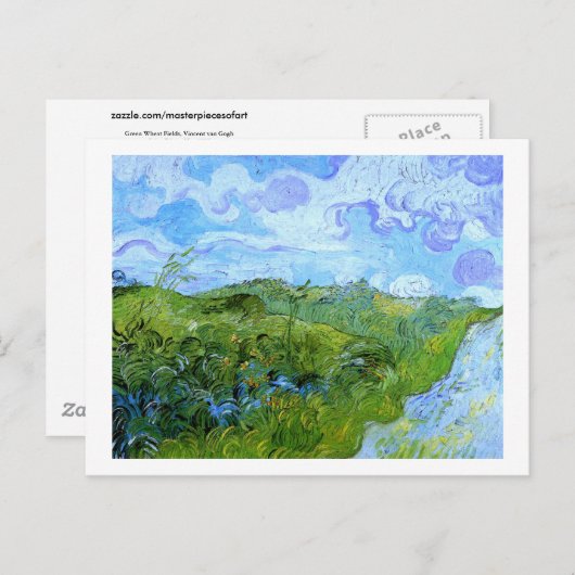 Green Wheat Fields Van Gogh Fine Art Briefkaart (Voorkant / Achterkant)