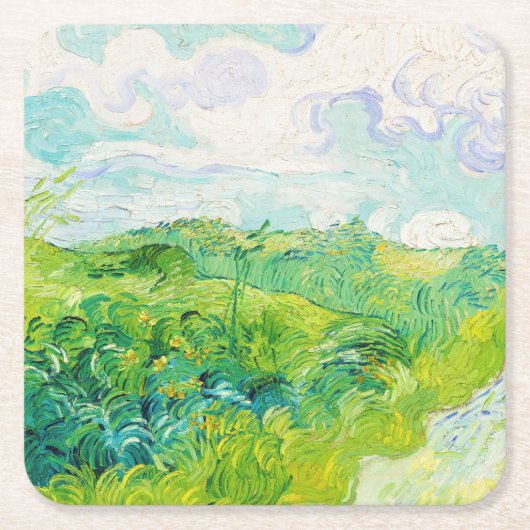 Green Wheat Fields, Van Gogh Kartonnen Onderzetters (Voorkant)