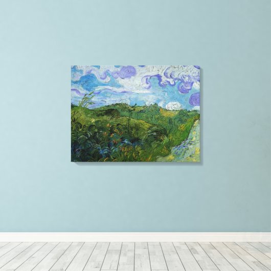 Green Wheat Fields van Vincent van Gogh Canvas Afdruk (Insitu (Houten vloer))