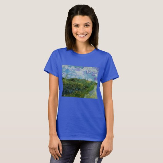 Green Wheat Fields van Vincent van Gogh T-shirt (Voorkant volledig)