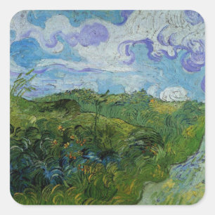 Green Wheat Fields van Vincent van Gogh Vierkante Sticker