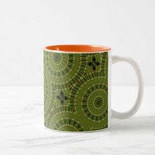 Green Wheel Mandala / Grünes Rad Mandala Tweekleurige Koffiemok