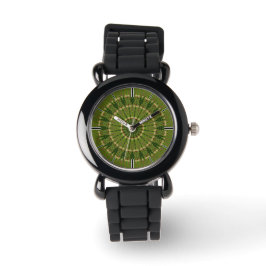 Green Wheel Mandala Kaleidoscope Horloge