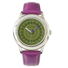 Green Wheel Mandala Kaleidoscope Horloge