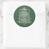 Green Whimsical Doodle Christmas Tree  Ronde Sticker (Tas)